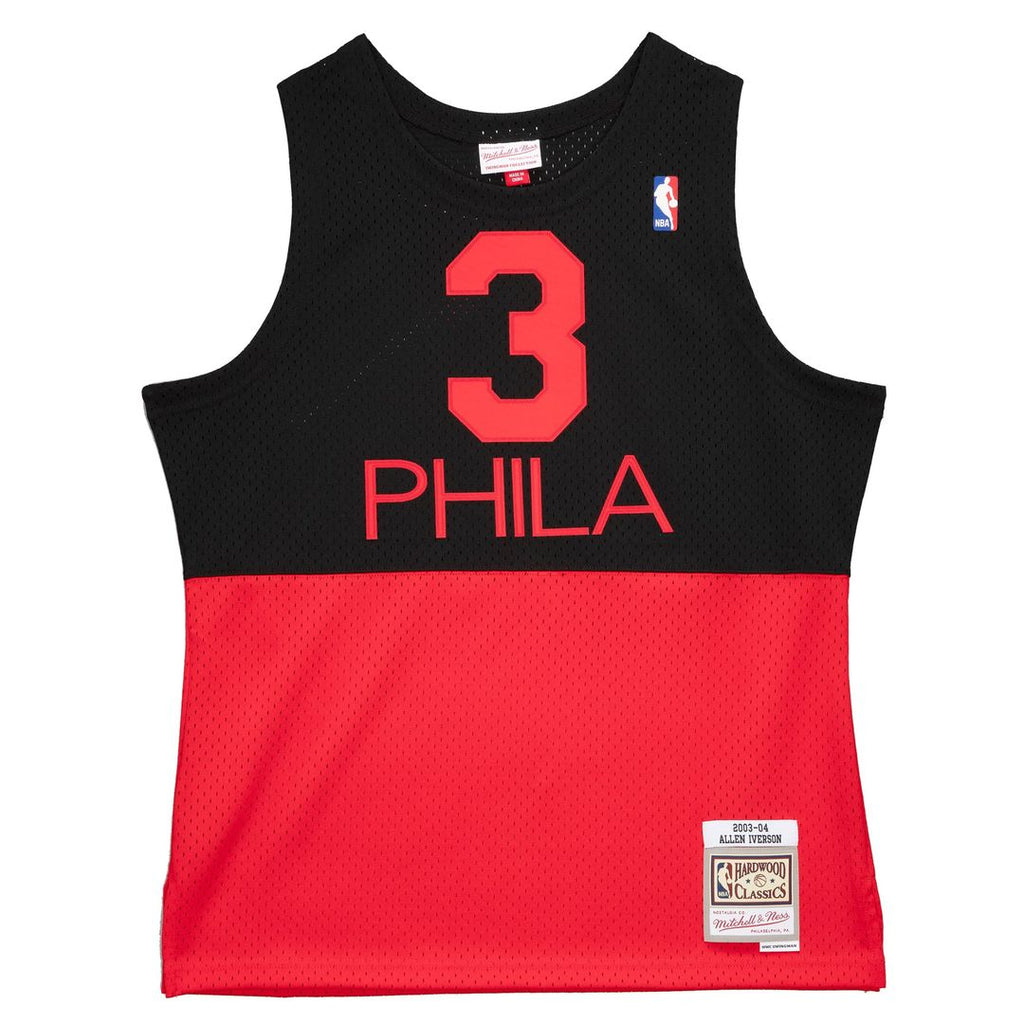 Allen Iverson Philadelphia 76ers Mitchell & Ness 2003/ 04 Hardwood Classics Reload 2.0 Swingman Jersey - Black | NBA Fan Gear