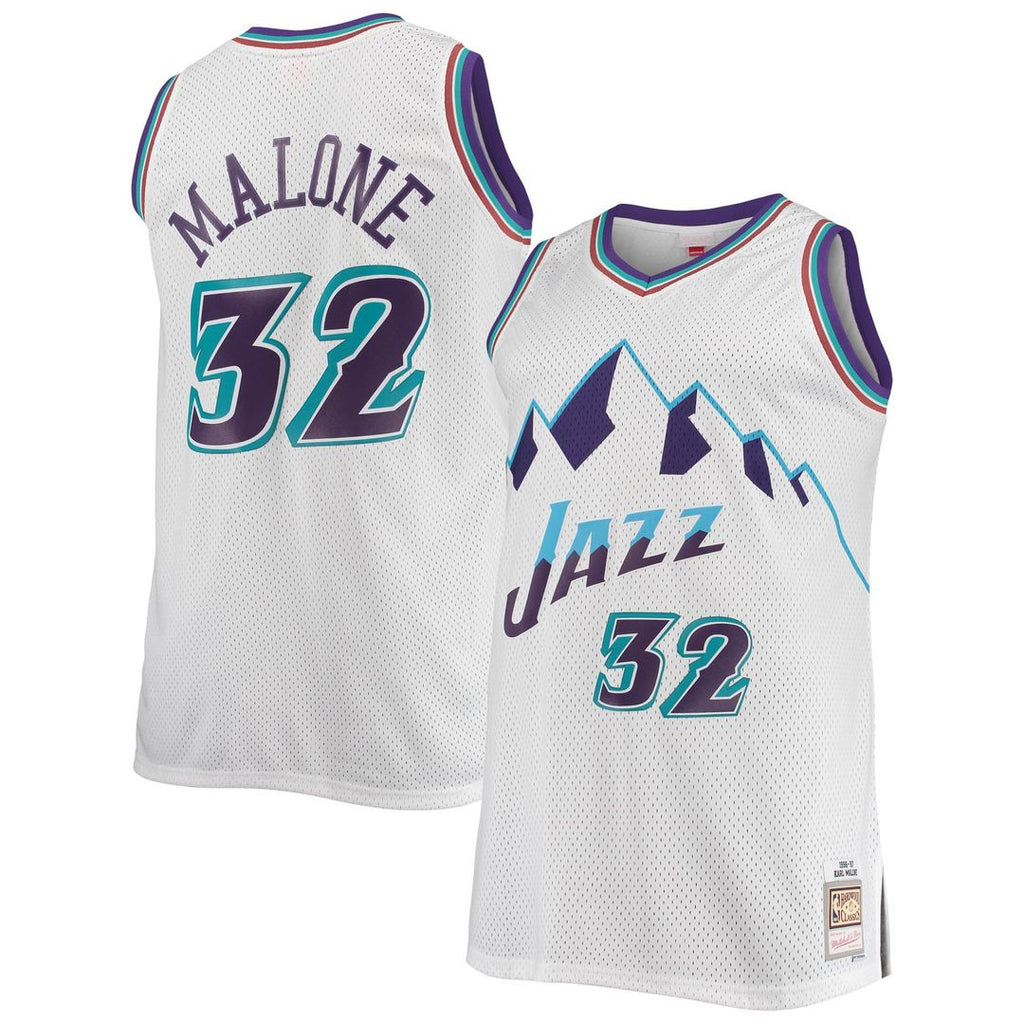 Karl Malone Utah Jazz Mitchell & Ness 1996/ 97 Big & Tall Hardwood Classics Swingman Jersey - White | NBA Fan Gear
