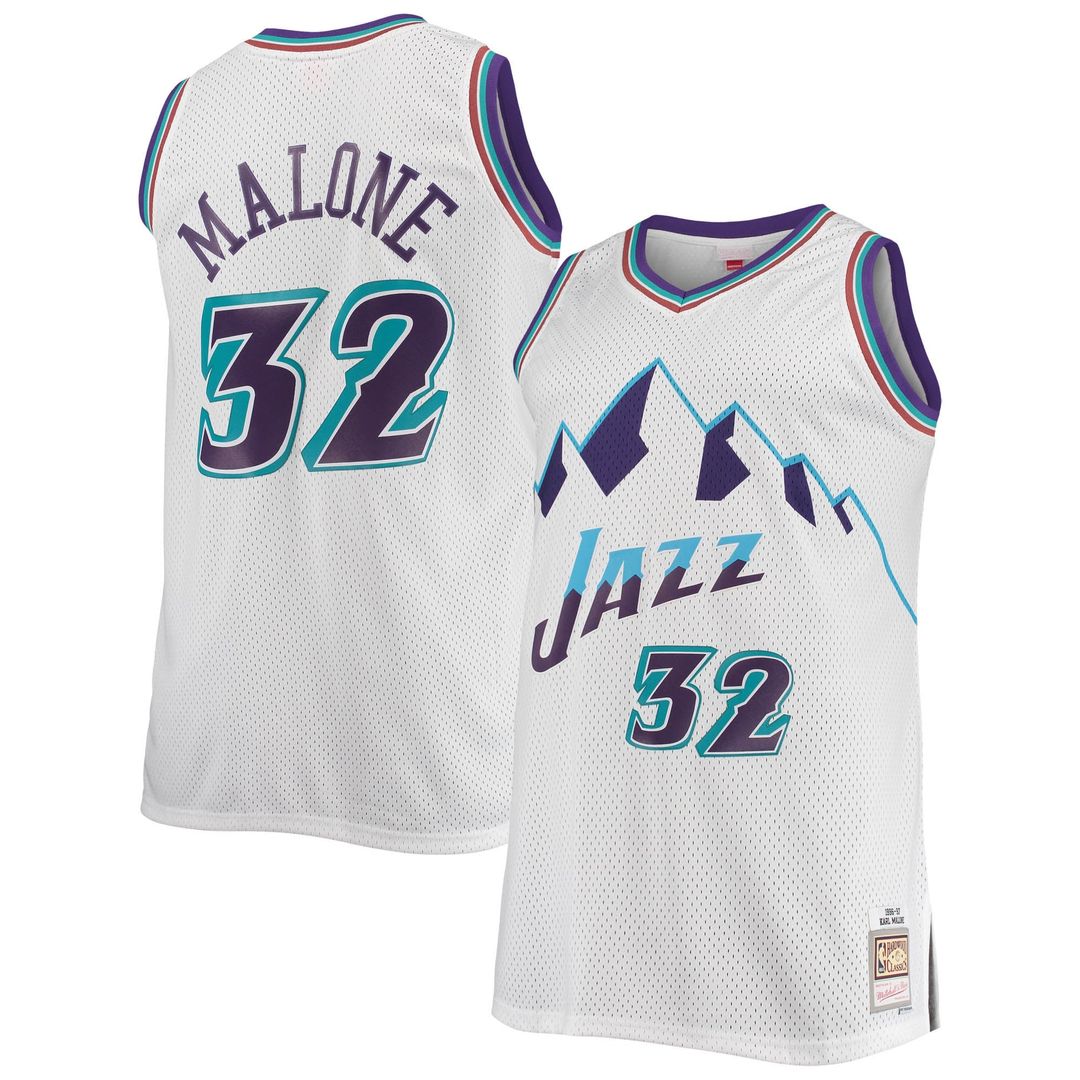 Karl Malone Utah Jazz Mitchell & Ness 1996/ 97 Big & Tall Hardwood Classics Swingman Jersey - White | NBA Fan Gear
