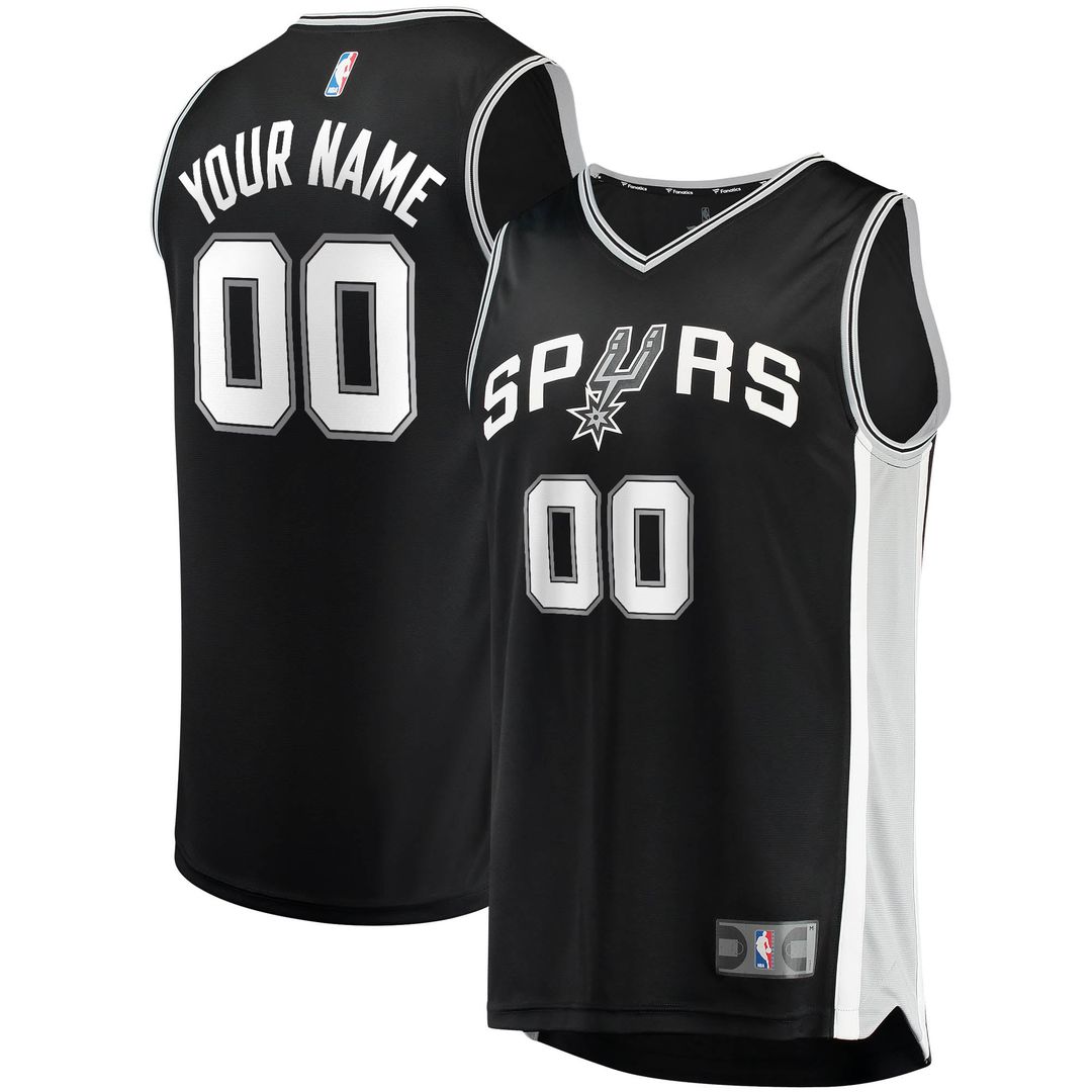 San Antonio Spurs Fanatics Fast Break Custom Replica Jersey Black - Icon Edition | NBA Fan Gear