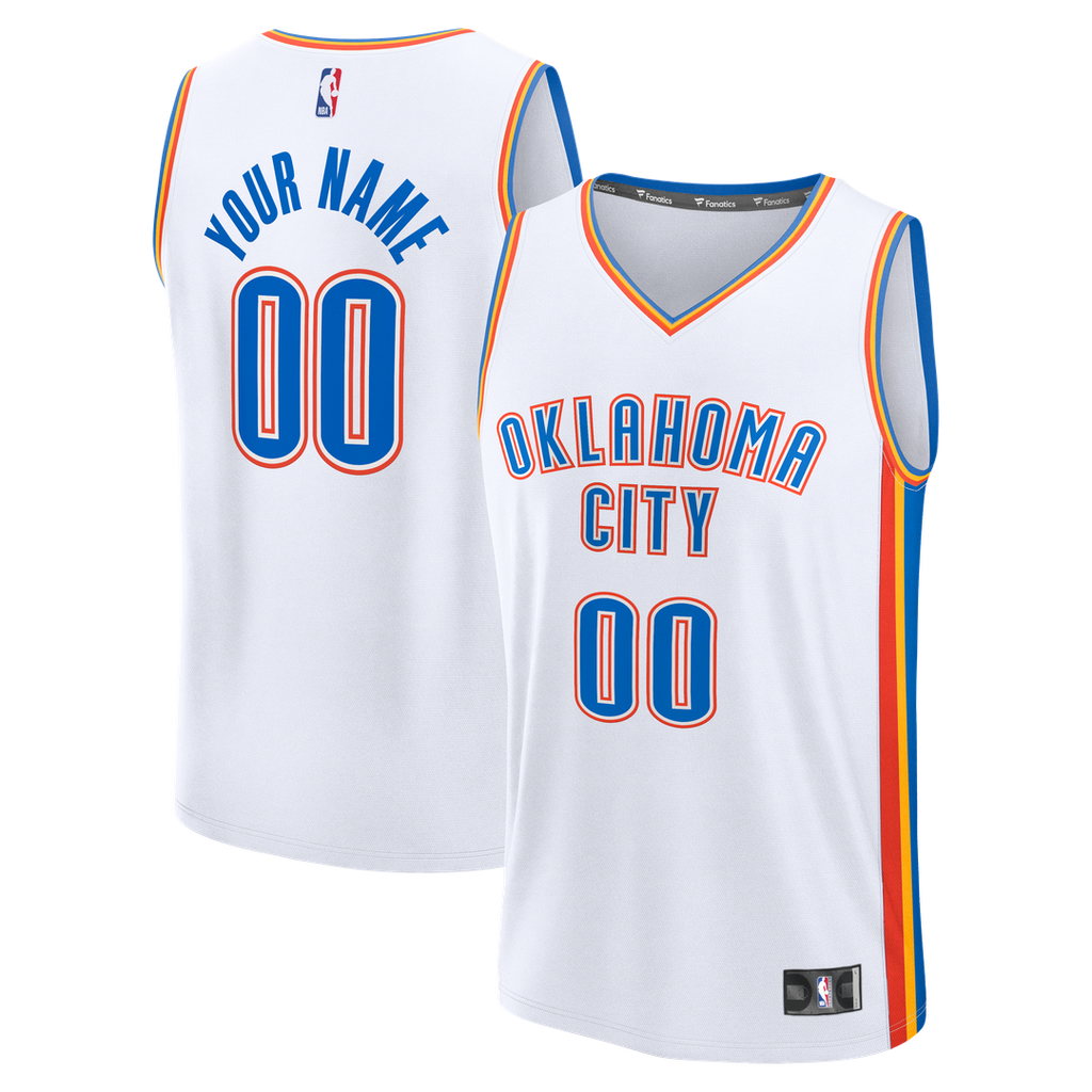 Oklahoma City Thunder Fanatics Youth Fast Break Custom Jersey - Association Edition - White | NBA Fan Gear