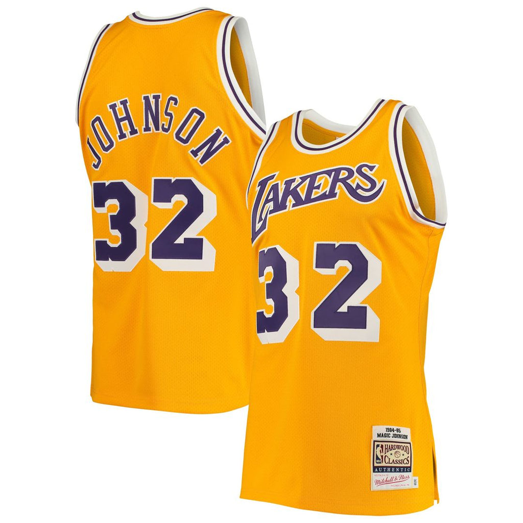 Magic Johnson Los Angeles Lakers Mitchell & Ness 1984/ 85 Hardwood Classics Authentic Jersey - Gold | NBA Fan Gear