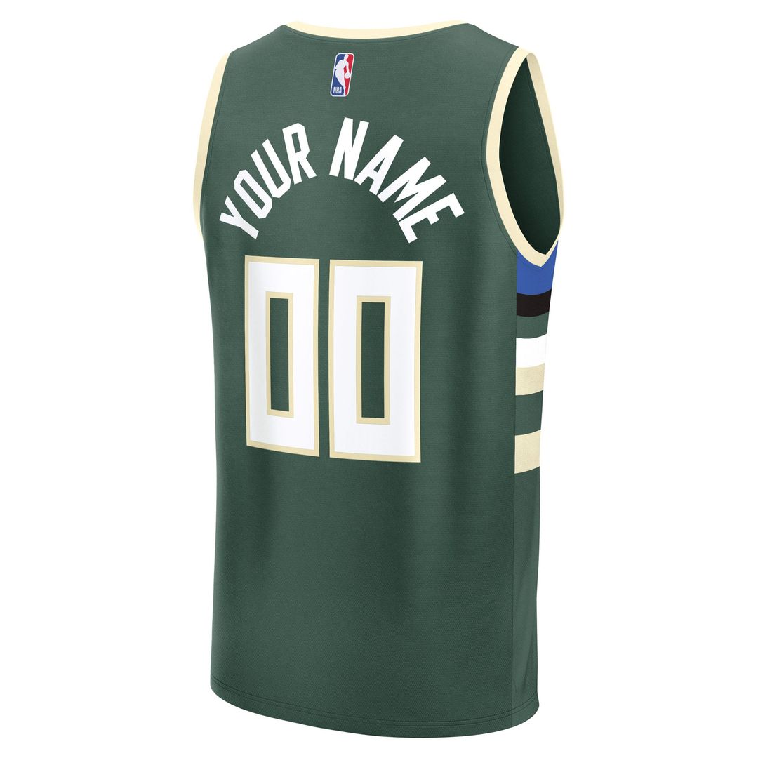 Milwaukee Bucks Fanatics Youth Fast Break Custom Replica Jersey - Green - Icon Edition | NBA Fan Gear