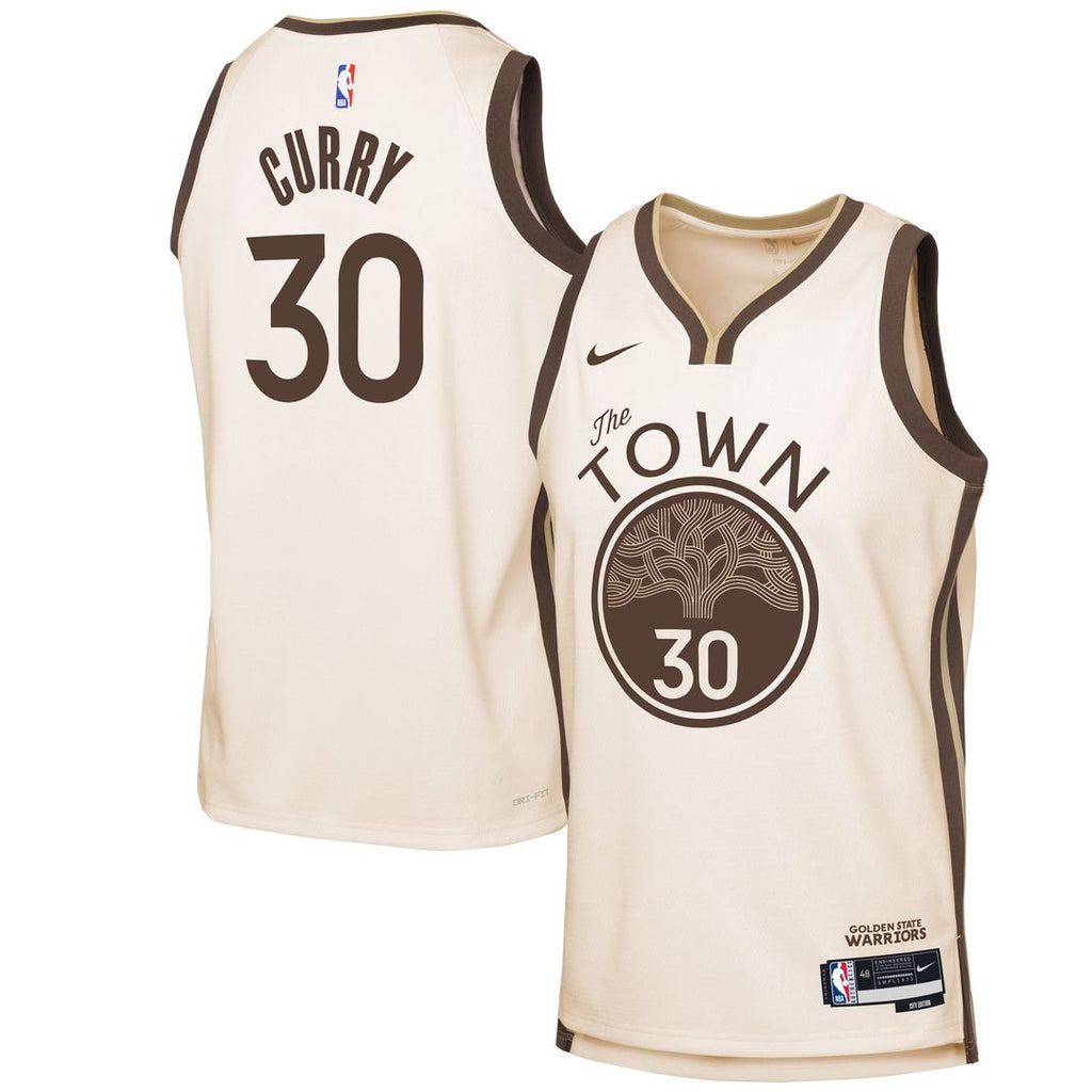 Stephen Curry Golden State Warriors Nike Youth 2025/ 26 City Edition Swingman Jersey - Tan | NBA Fan Gear
