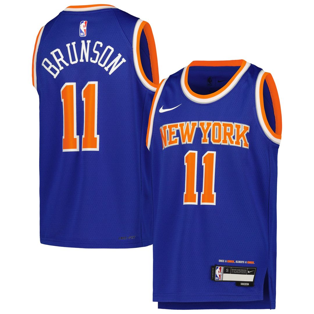 Jalen Brunson New York Knicks Nike Youth Swingman Jersey - Icon Edition - Blue | NBA Fan Gear