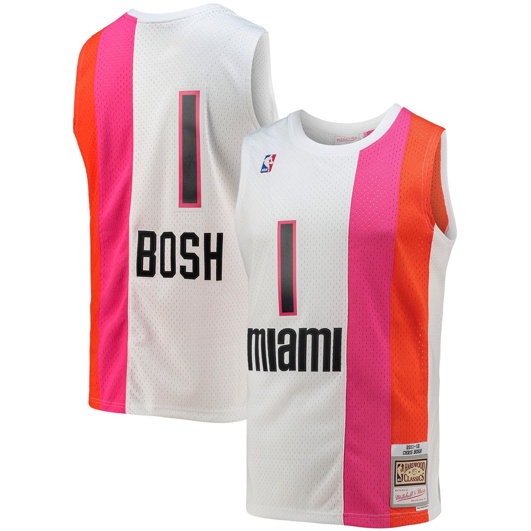 Chris Bosh Miami Heat Mitchell & Ness 2011/ 12 Hardwood Classics Swingman Jersey - White | NBA Fan Gear