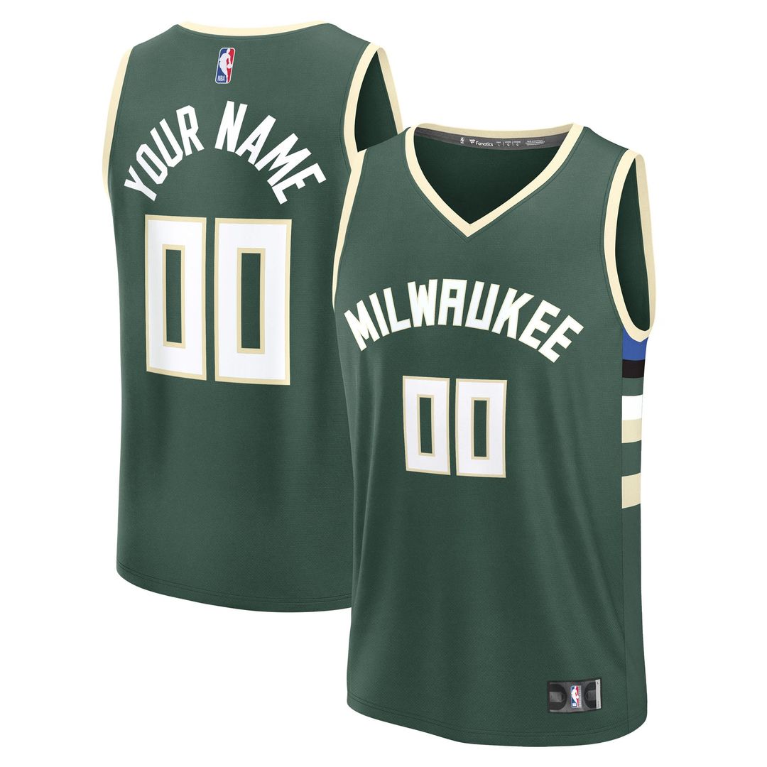 Milwaukee Bucks Fanatics Youth Fast Break Custom Replica Jersey - Black - Statement Edition | NBA Fan Gear