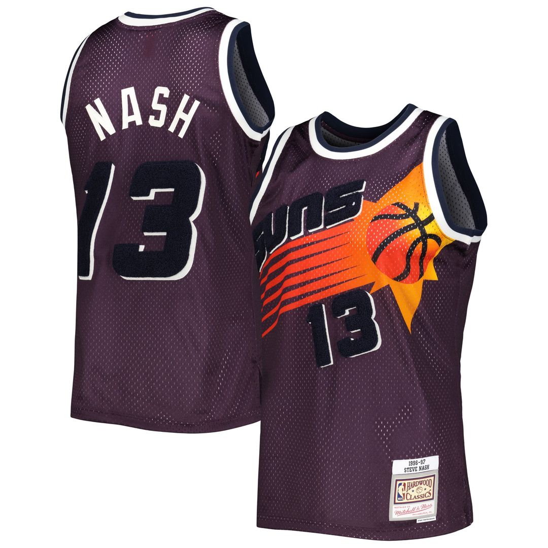 Steve Nash Phoenix Suns Mitchell & Ness 1996/ 97 Hardwood Classics Off-Court Swingman Jersey - Purple | NBA Fan Gear