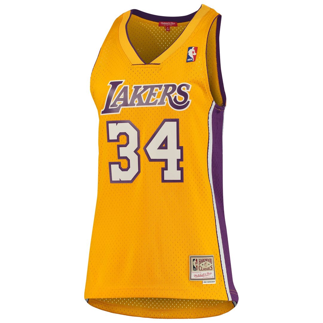 Shaquille O'Neal Los Angeles Lakers Mitchell & Ness Women's 1999/ 00 Hardwood Classics Swingman Jersey - Gold | NBA Fan Gear