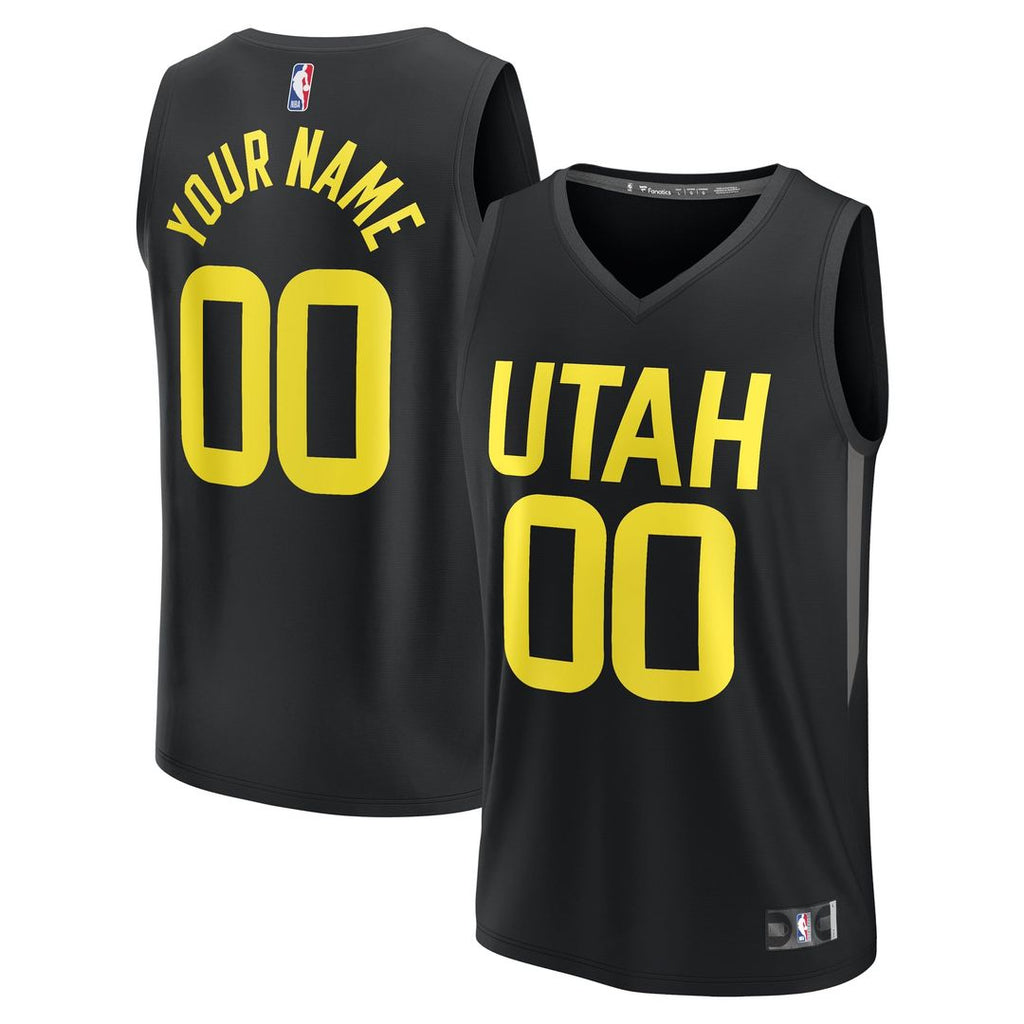 Utah Jazz Fanatics Youth Fast Break Replica Custom Jersey - Statement Edition - Black | NBA Fan Gear