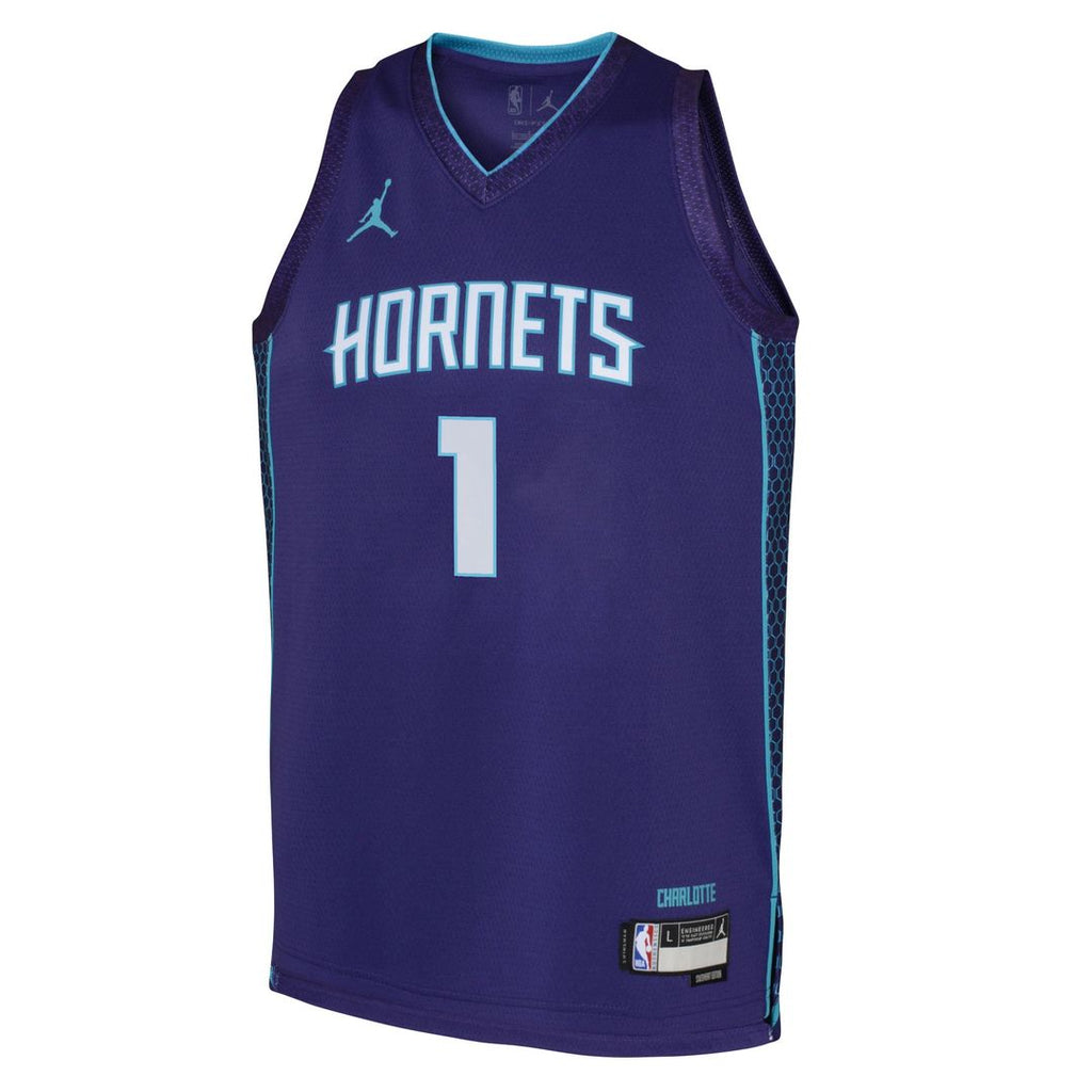 LaMelo Ball Charlotte Hornets Jordan Brand Youth Swingman Jersey - Statement Edition - Purple | NBA Fan Gear