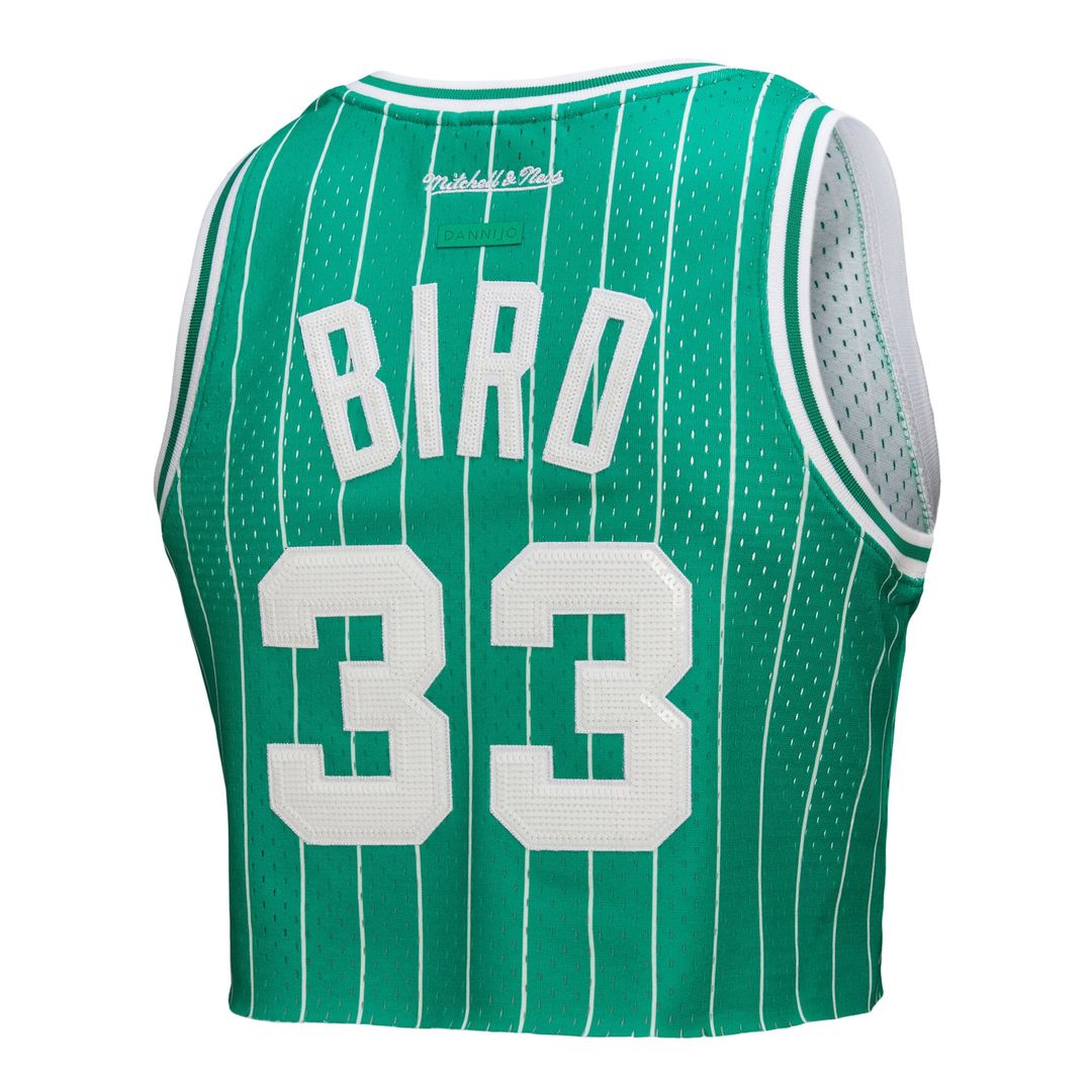 Larry Bird Boston Celtics Mitchell & Ness x DANNIJO Women's Fashion Cropped Basketball Jersey - Kelly Green | NBA Fan Gear