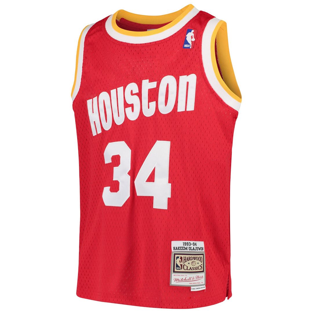 Hakeem Olajuwon Houston Rockets Mitchell & Ness Youth 1996/ 97 Hardwood Classics Swingman Jersey - Red | NBA Fan Gear