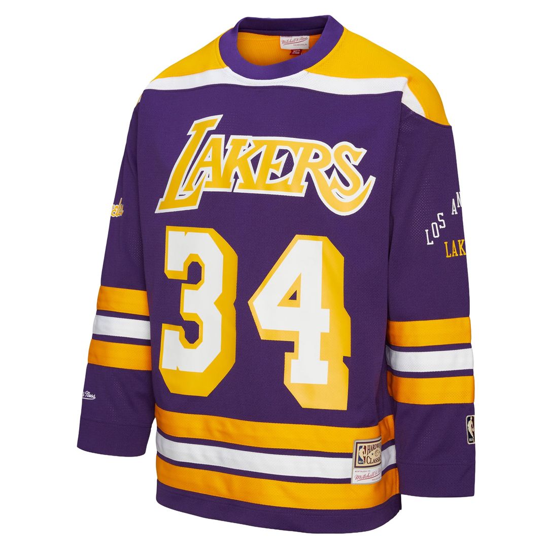 Shaquille O'Neal Los Angeles Lakers Mitchell & Ness Unisex Maxxed Out Fashion Hockey Jersey - Purple | NBA Fan Gear
