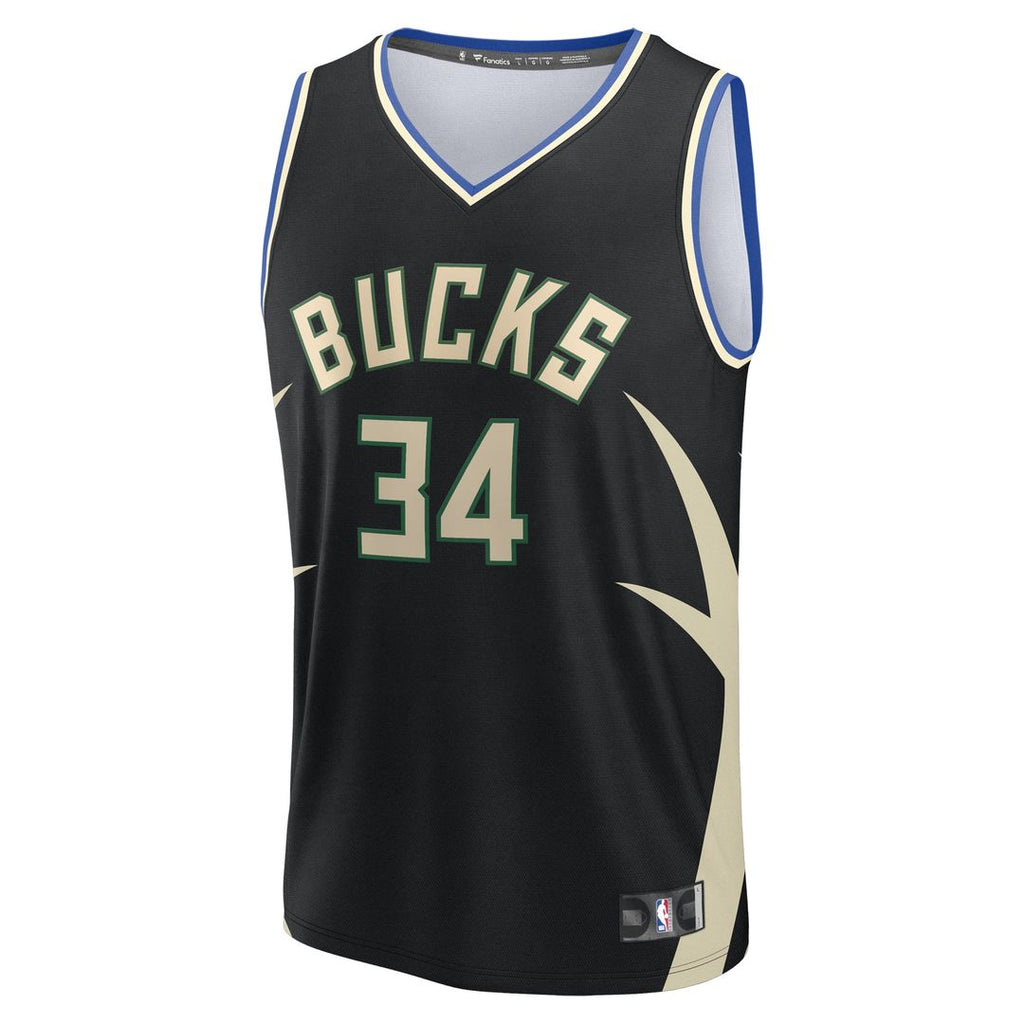 Giannis Antetokounmpo Milwaukee Bucks Fanatics Fast Break Replica Player Jersey - Statement Edition - Black | NBA Fan Gear