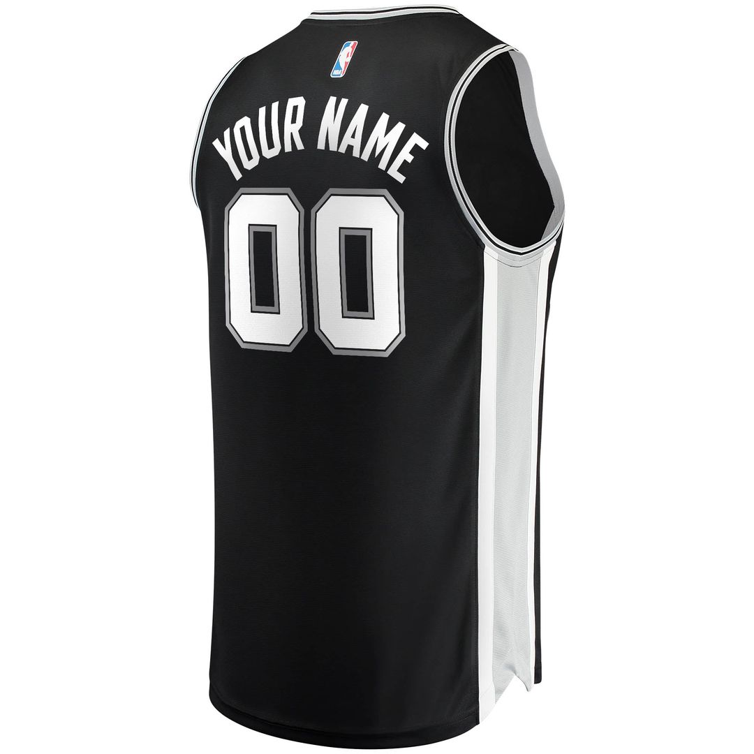 San Antonio Spurs Fanatics Fast Break Custom Replica Jersey Black - Icon Edition | NBA Fan Gear