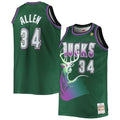 Ray Allen Milwaukee Bucks Mitchell & Ness Big & Tall 1996/ 97 Hardwood Classics Swingman Jersey - Hunter Green | NBA Fan Gear