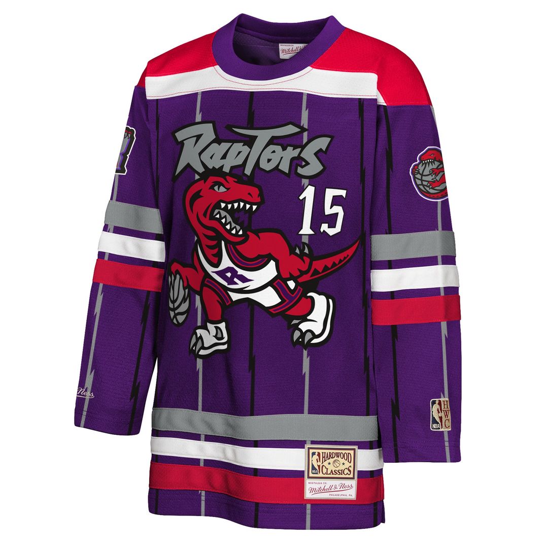 Vince Carter Toronto Raptors Mitchell & Ness Youth Maxxed Out 2.0 Fashion Hockey Jersey - Purple | NBA Fan Gear