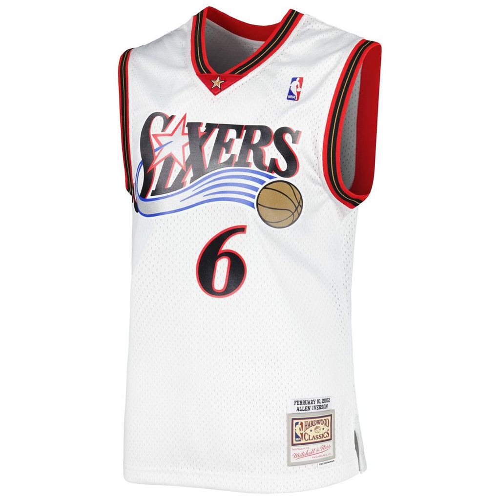 Allen Iverson Philadelphia 76ers Mitchell & Ness 2002/ 03 Hardwood Classics Swingman Jersey - White | NBA Fan Gear