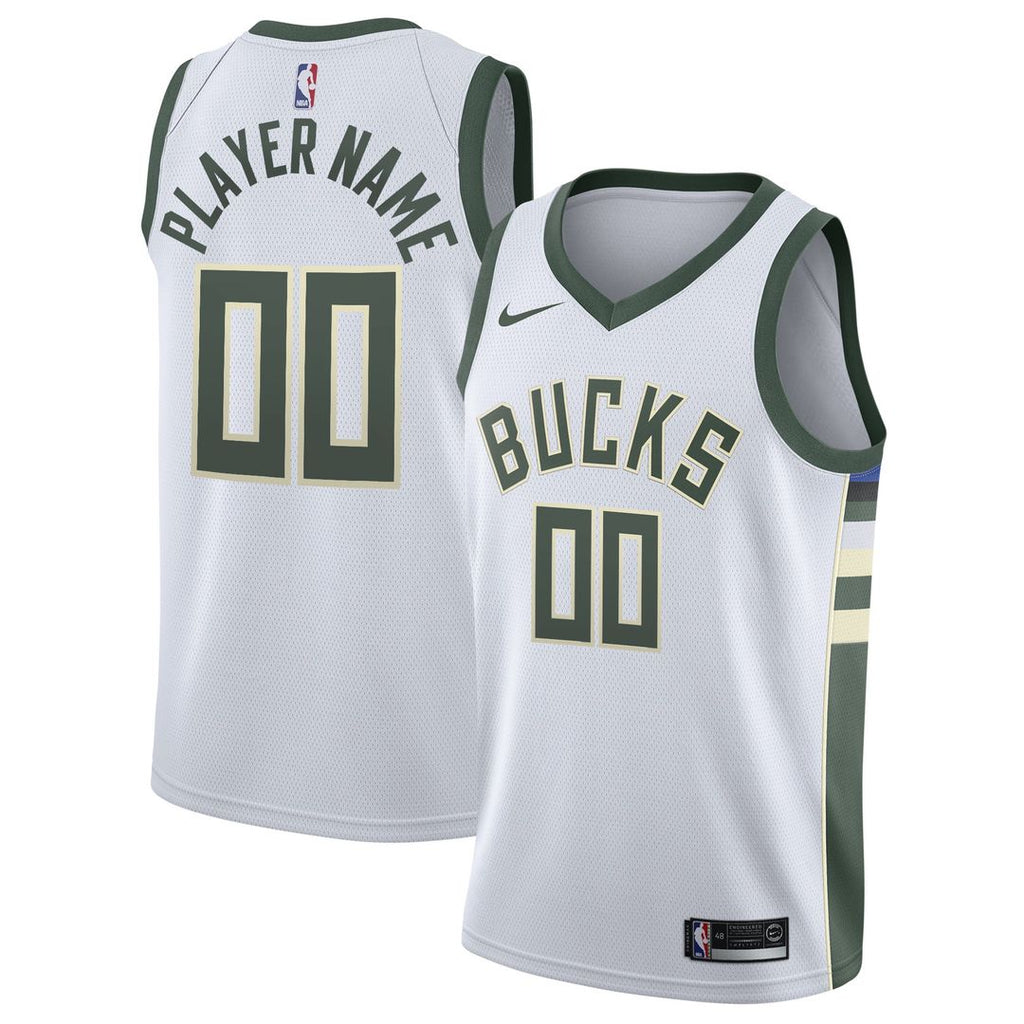 Milwaukee Bucks Nike 2020/ 21 Swingman Custom Jersey - Association Edition - White | NBA Fan Gear