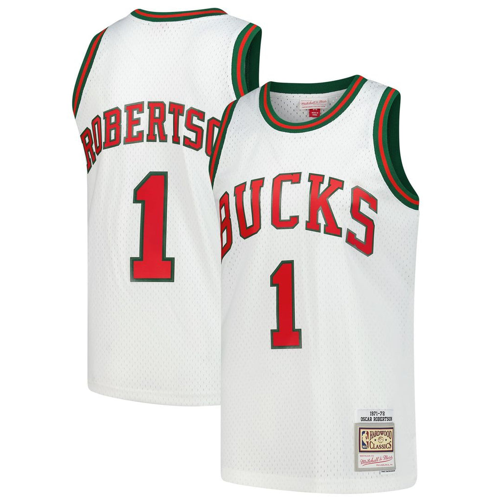 Oscar Robertson Milwaukee Bucks Mitchell & Ness Hardwood Classics Swingman Jersey - White | NBA Fan Gear