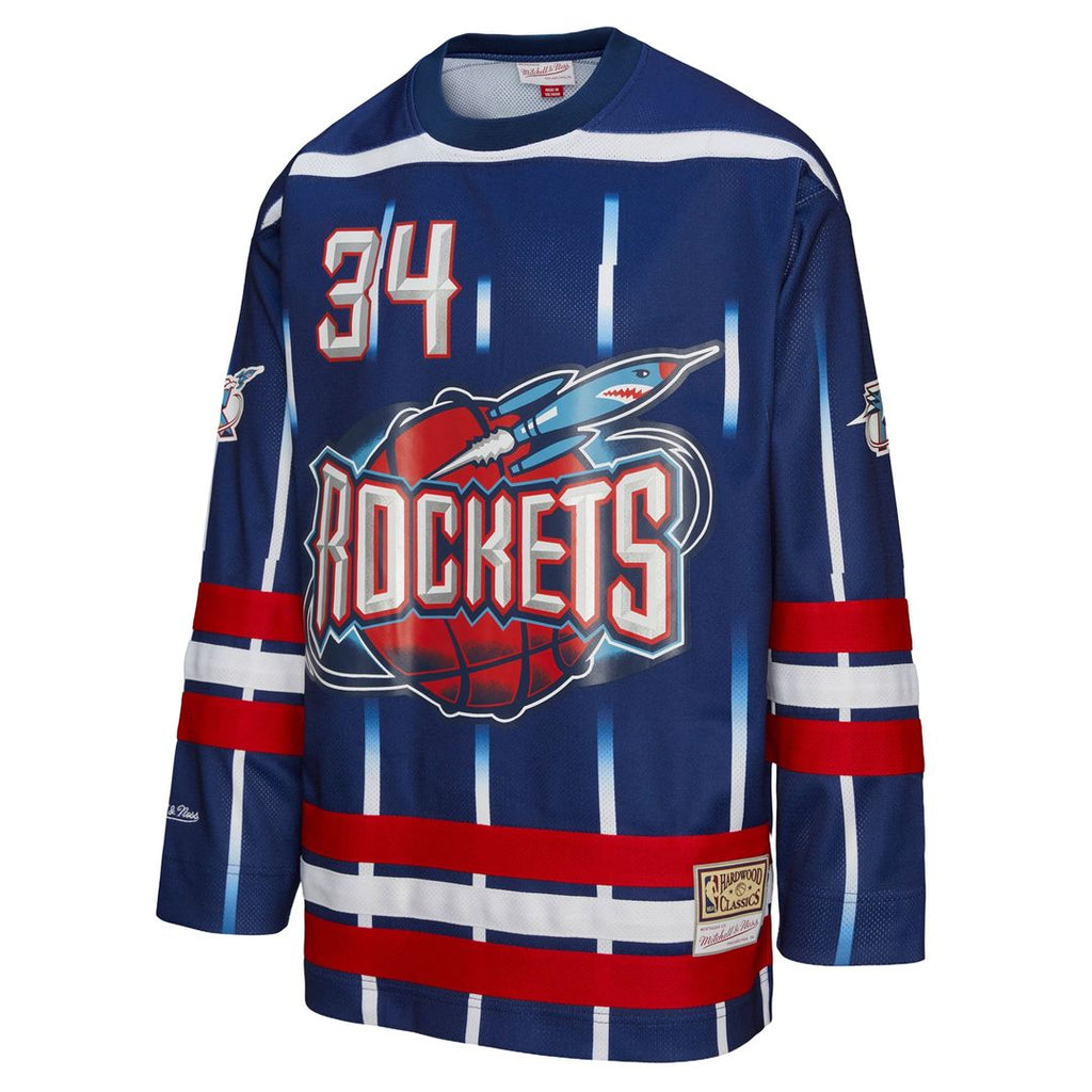 Hakeem Olajuwon Houston Rockets Mitchell & Ness Unisex Maxxed Out Fashion Hockey Jersey - Navy | NBA Fan Gear