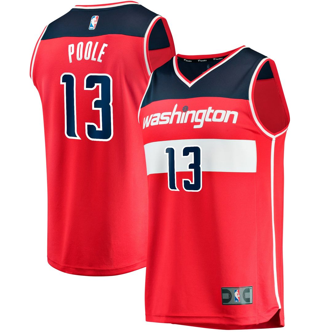Jordan Poole Washington Wizards Fanatics Fast Break Player Jersey - Icon Edition - Red | NBA Fan Gear