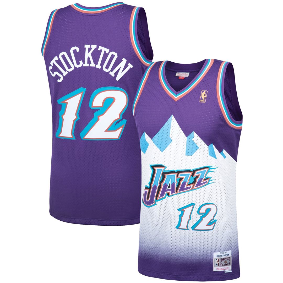 John Stockton Utah Jazz Mitchell & Ness Hardwood Classics Swingman Jersey - Purple | NBA Fan Gear