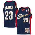 LeBron James Cleveland Cavaliers Mitchell & Ness Youth 2008-09 Hardwood Classics Swingman Jersey - Navy | NBA Fan Gear
