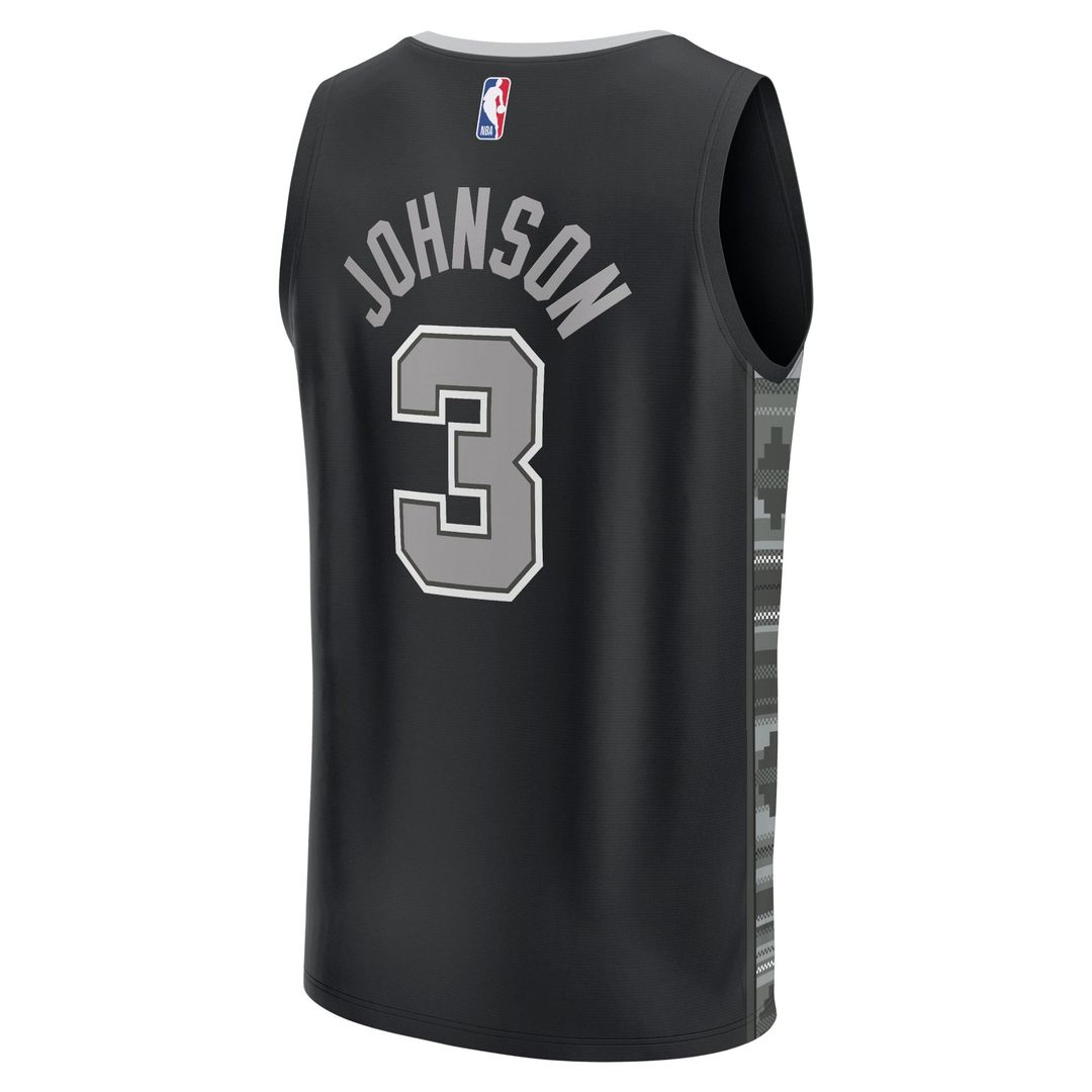 Keldon Johnson San Antonio Spurs Fanatics Fast Break Replica Player Jersey - Statement Edition - Black | NBA Fan Gear