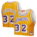 Magic Johnson Los Angeles Lakers Mitchell & Ness x DANNIJO Women's Fashion Cropped Basketball Jersey - Yellow | NBA Fan Gear