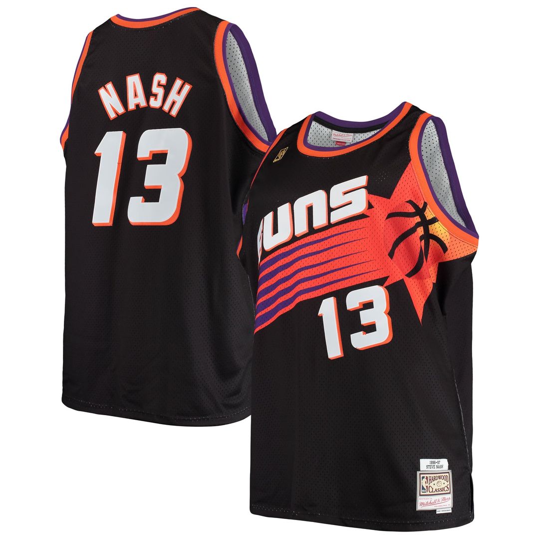 Steve Nash Phoenix Suns Mitchell & Ness 1996/ 97 Big & Tall Hardwood Classics Swingman Jersey - Black | NBA Fan Gear