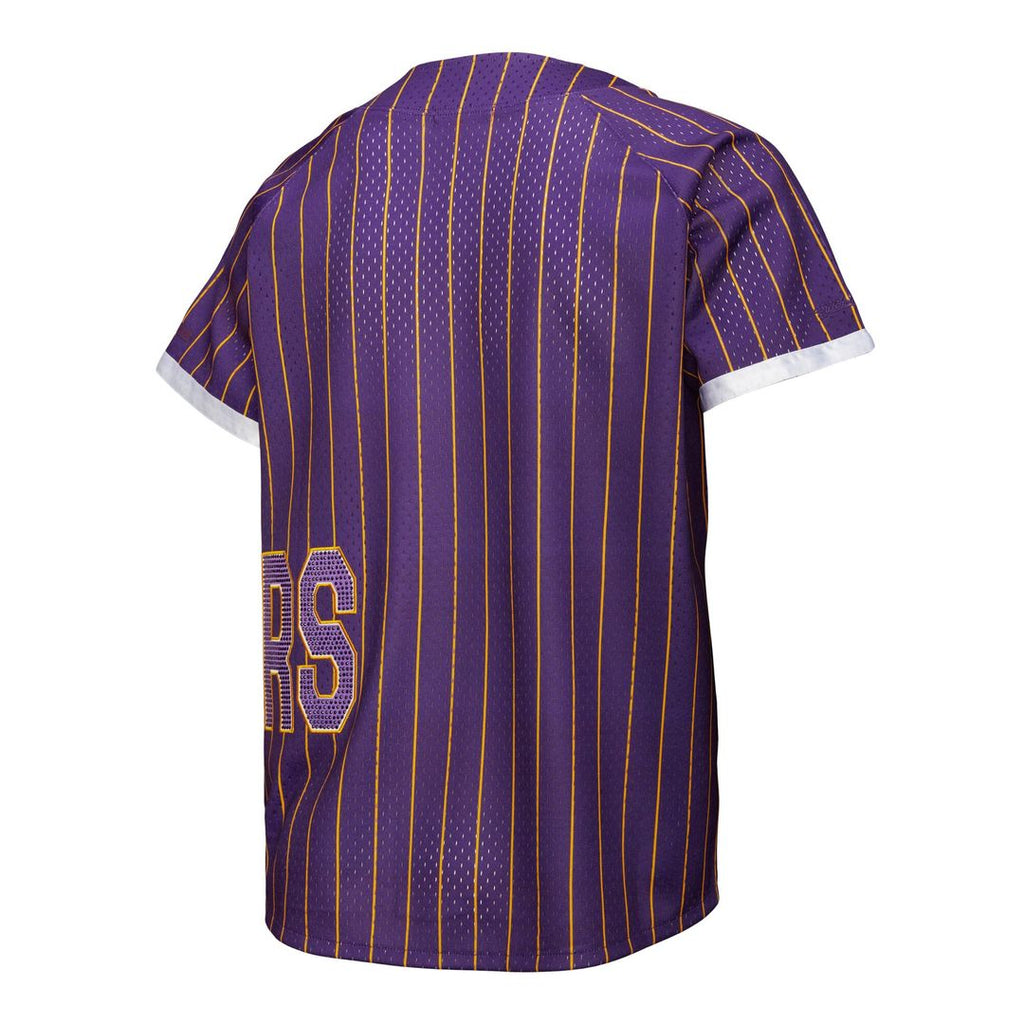 Los Angeles Lakers Mitchell & Ness x DANNIJO Women's Fashion Baseball Jersey - Purple | NBA Fan Gear