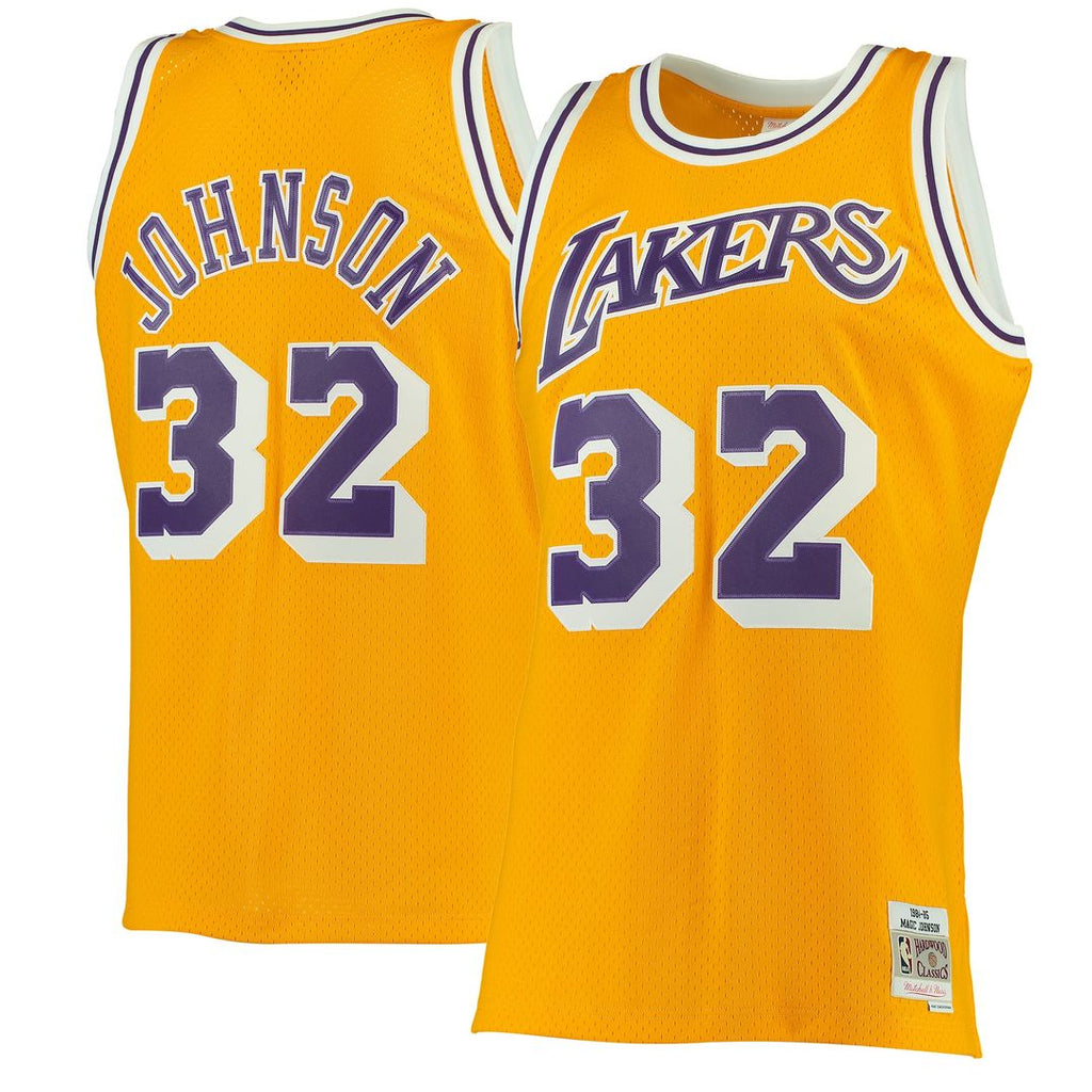 Magic Johnson Los Angeles Lakers Mitchell & Ness 1984/ 85 Hardwood Classics Swingman Jersey - Gold | NBA Fan Gear