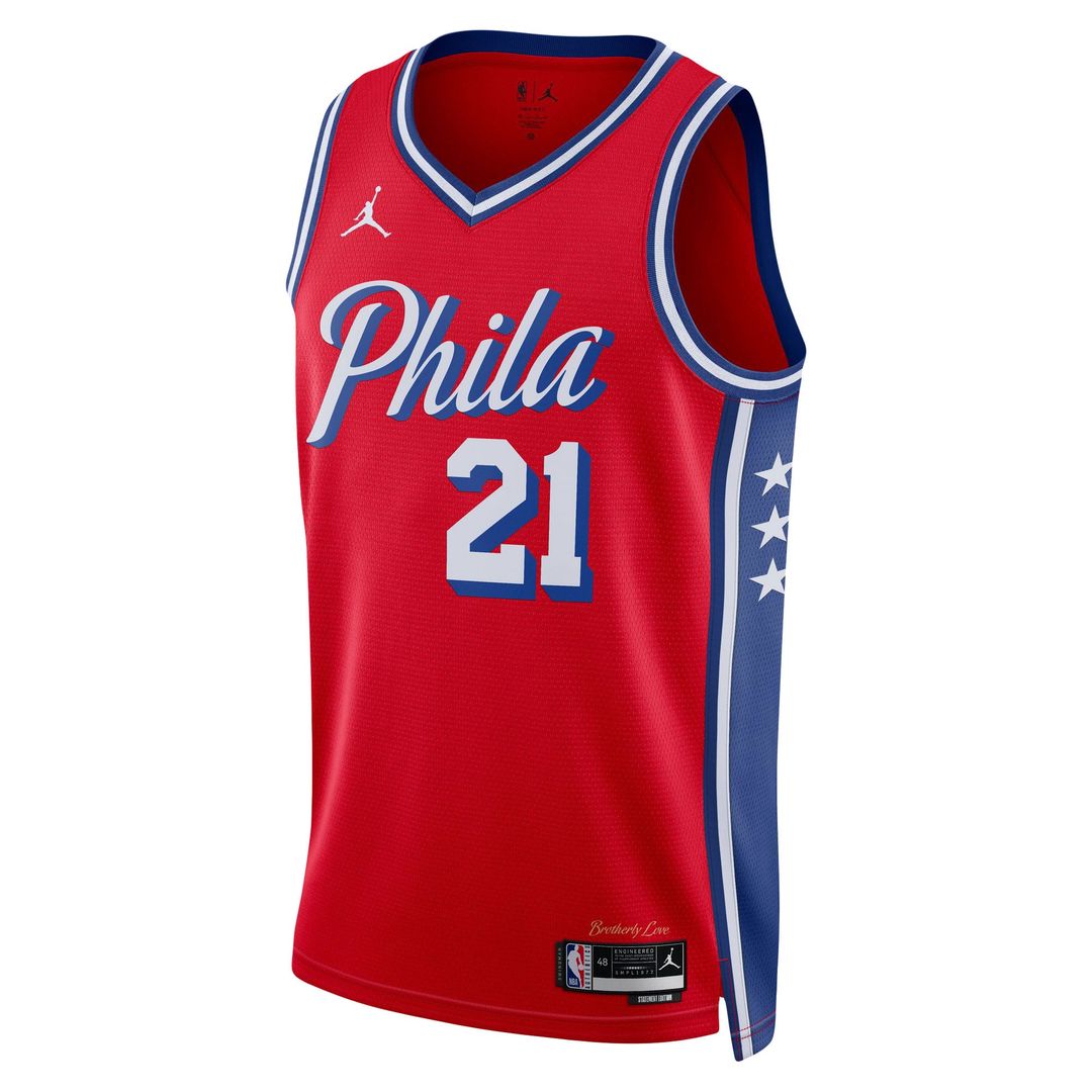 Joel Embiid Philadelphia 76ers Jordan Brand Unisex Swingman Jersey - Statement Edition - Red | NBA Fan Gear