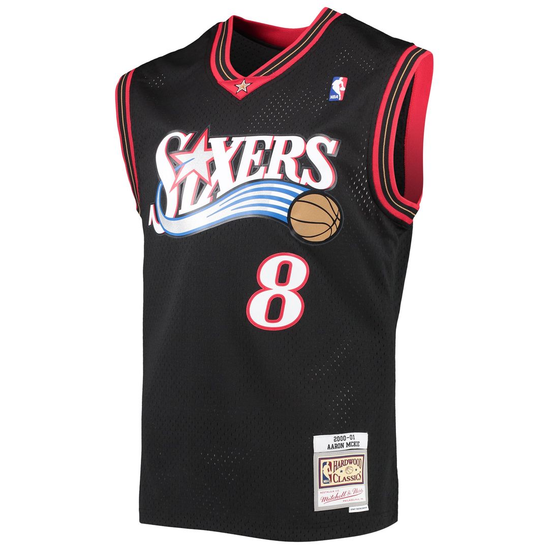 Aaron McKie Philadelphia 76ers Mitchell & Ness Hardwood Classics Swingman Jersey - Black | NBA Fan Gear