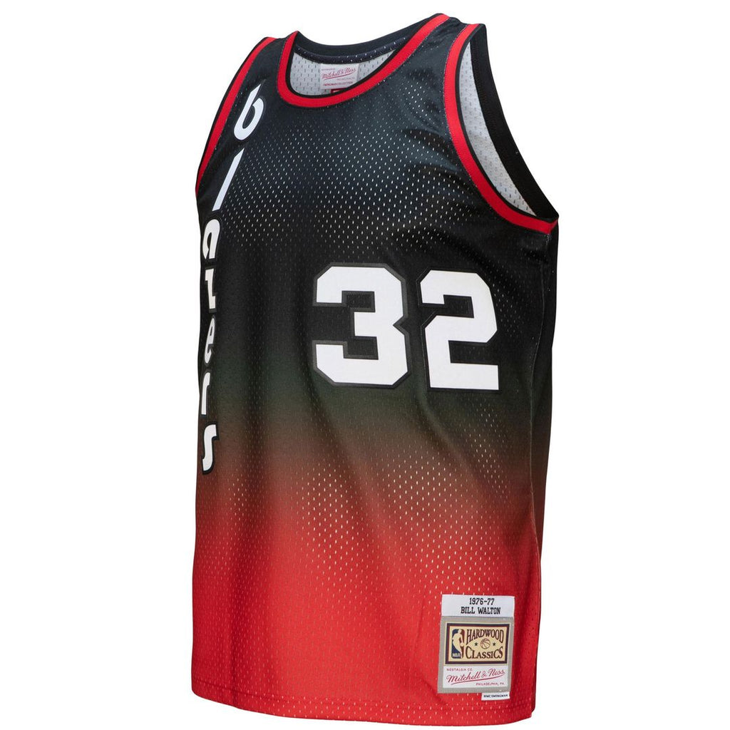 Bill Walton Portland Trail Blazers Mitchell & Ness 1976/ 77 Hardwood Classics Fadeaway Swingman Player Jersey - Red/ Black | NBA Fan Gear