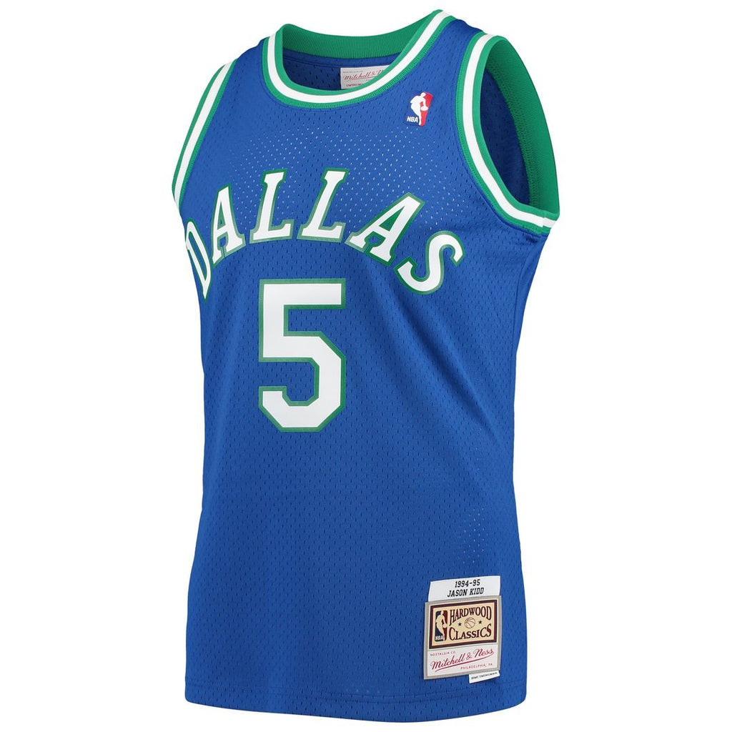 Jason Kidd Dallas Mavericks Mitchell & Ness 1994/ 95 Hardwood Classics Swingman Jersey - Blue | NBA Fan Gear