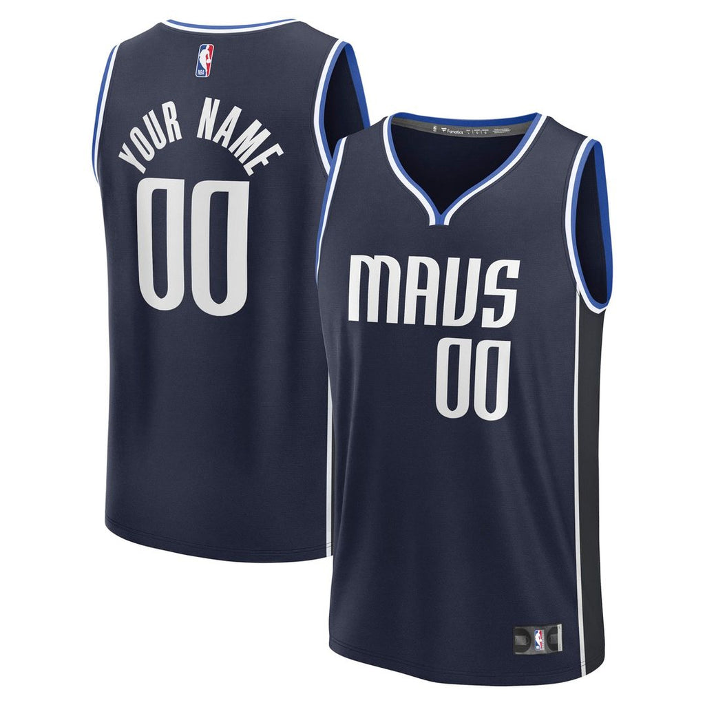 Dallas Mavericks Fanatics Fast Break Custom Jersey - Statement Edition - Navy | NBA Fan Gear