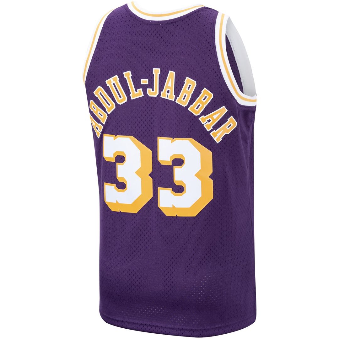 Kareem Abdul-Jabbar Los Angeles Lakers Mitchell & Ness Hardwood Classics Swingman Jersey - Purple | NBA Fan Gear
