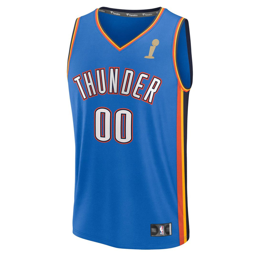 Fanatics Oklahoma City Thunder Youth Blue 2025 NBA Finals Champions Fast Break Replica Custom Jersey - Icon Edition | Fan Gear