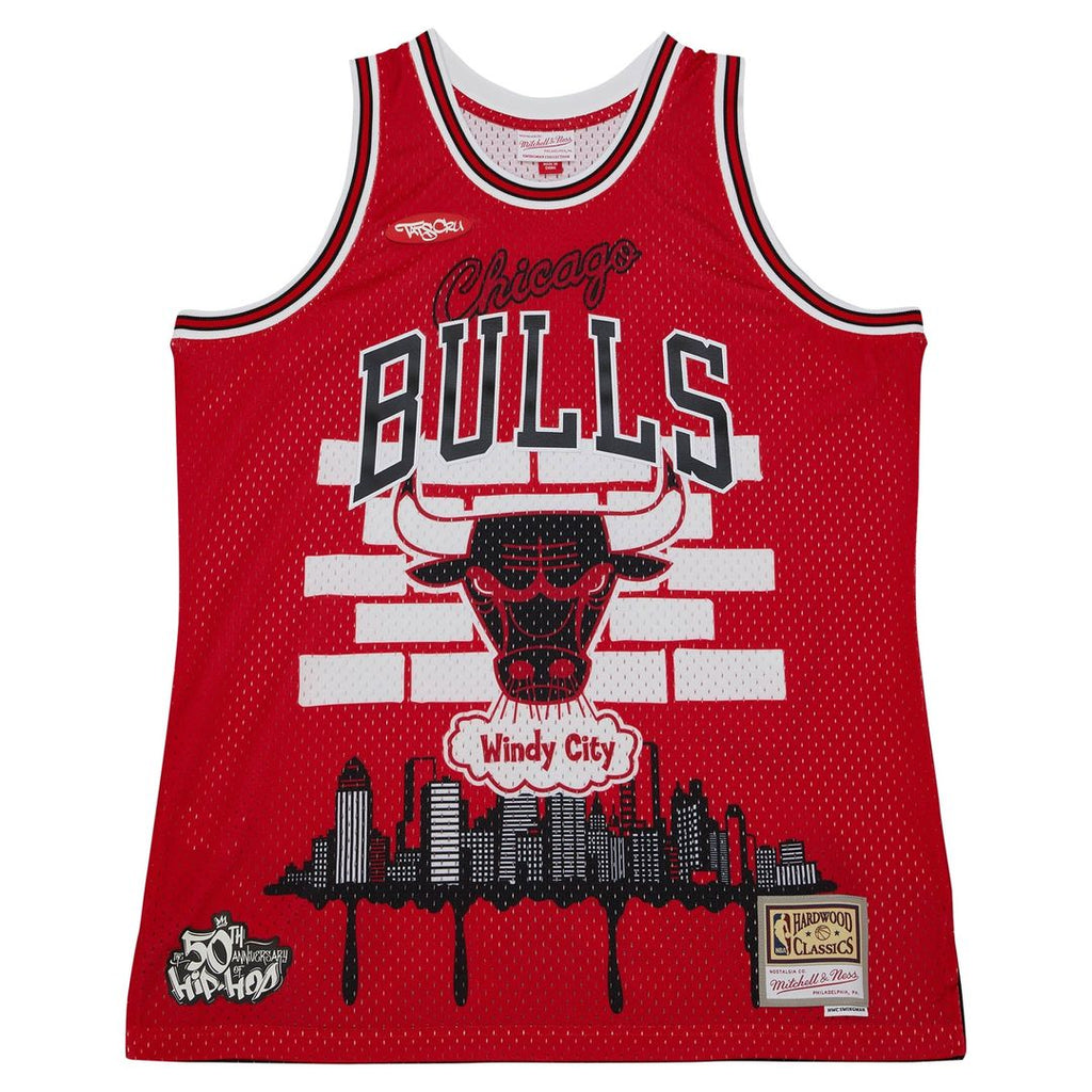 Chicago Bulls Mitchell & Ness x Tats Cru Hardwood Classics Fashion Jersey - Red | NBA Fan Gear
