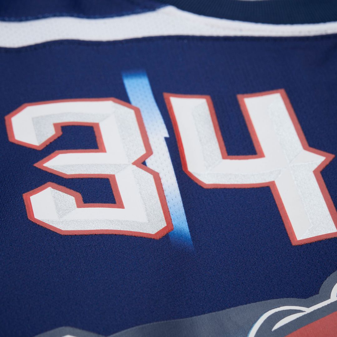 Hakeem Olajuwon Houston Rockets Mitchell & Ness Unisex Maxxed Out Fashion Hockey Jersey - Navy | NBA Fan Gear