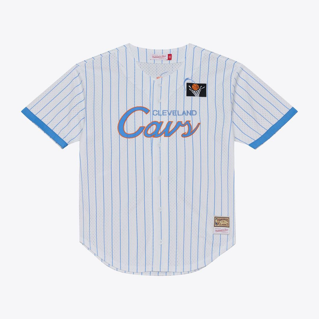 Cleveland Cavaliers Mitchell & Ness Head Coach Pinstripe Mesh Full-Button Baseball Jersey - White | NBA Fan Gear