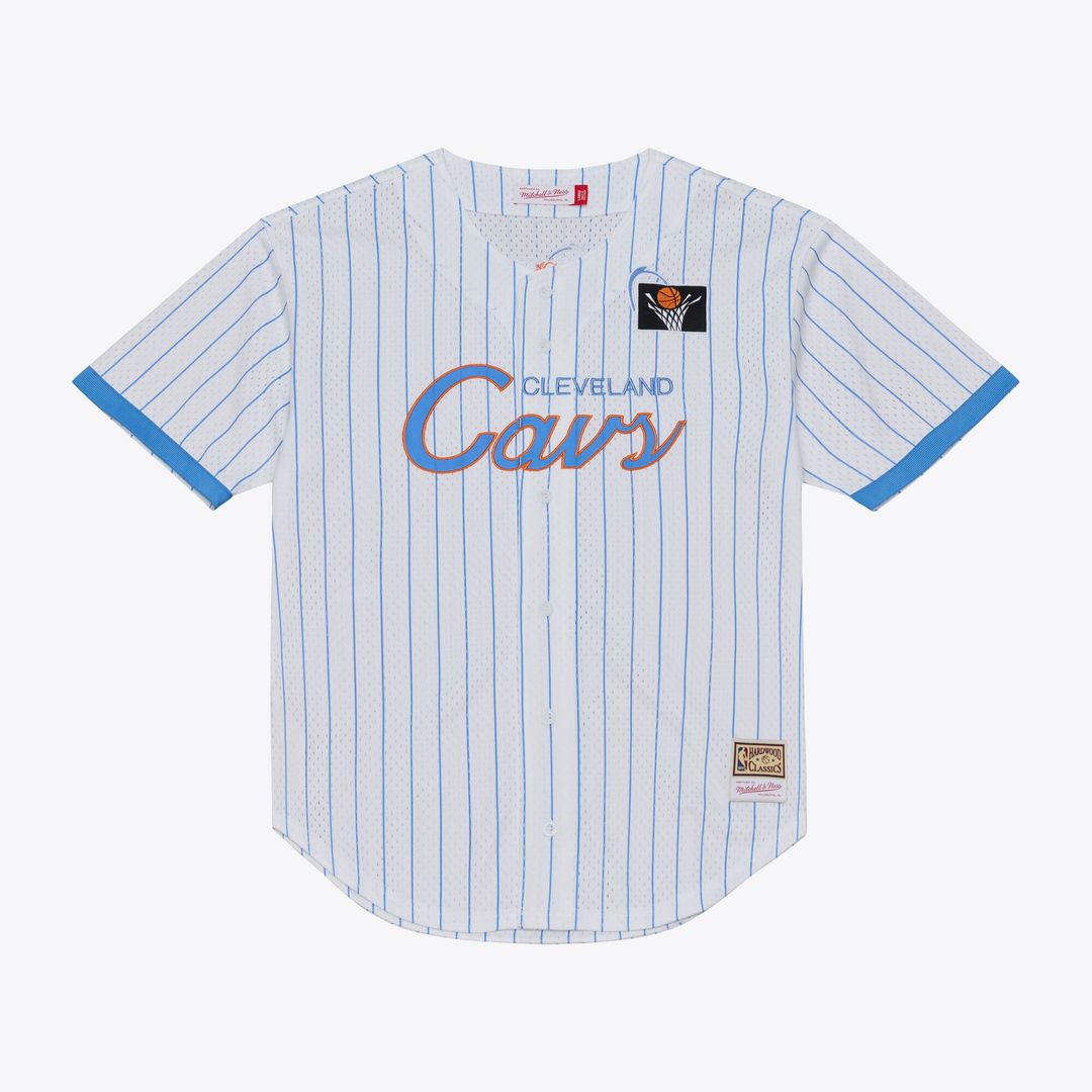 Cleveland Cavaliers Mitchell & Ness Head Coach Pinstripe Mesh Full-Button Baseball Jersey - White | NBA Fan Gear