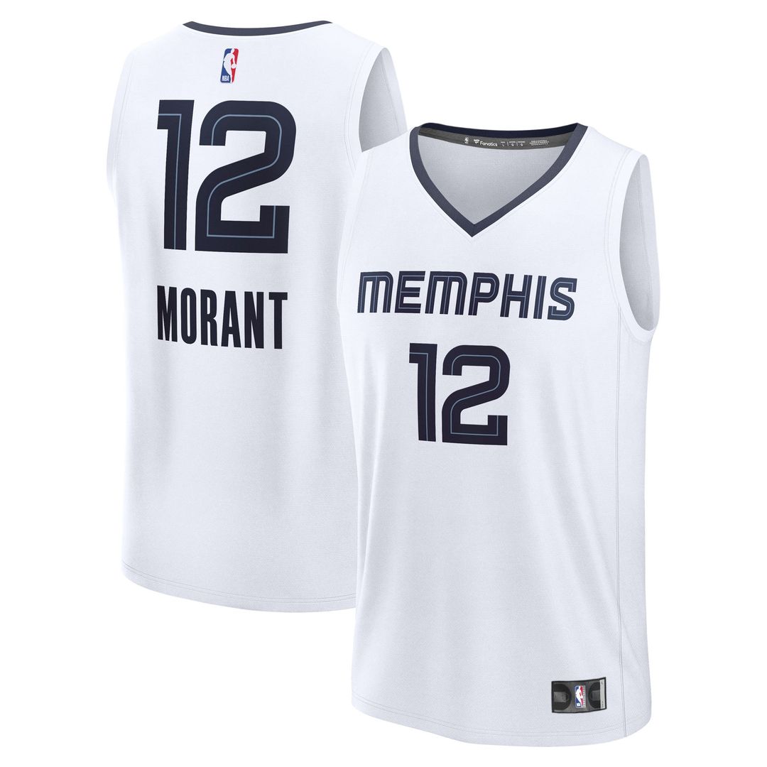 Ja Morant Memphis Grizzlies Fanatics Fast Break Replica Player Jersey - Association Edition - White | NBA Fan Gear