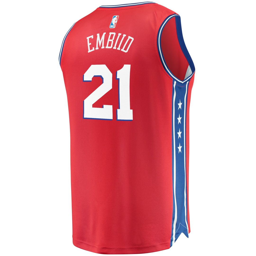 Joel Embiid Philadelphia 76ers Fanatics Youth 2019/ 20 Fast Break Replica Player Team Jersey - Statement Edition - Red | NBA Fan Gear