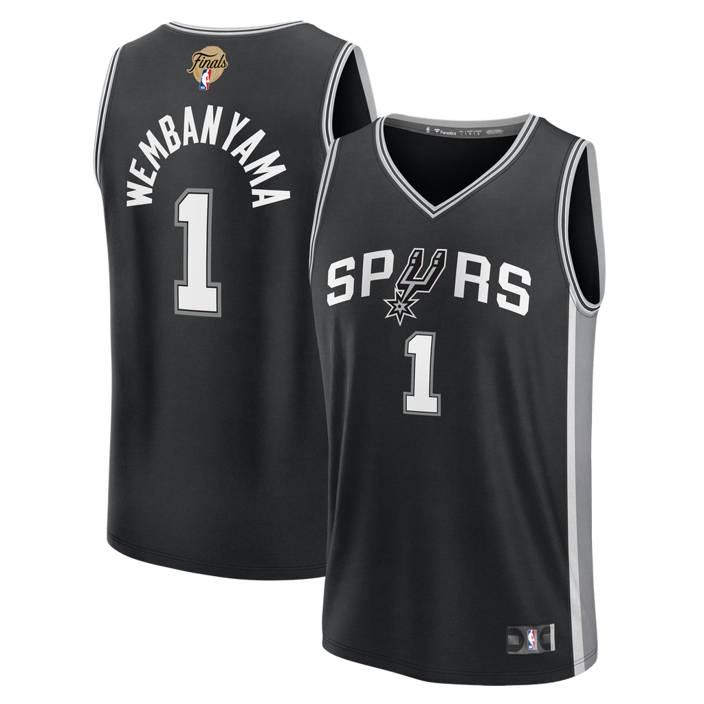 Victor Wembanyama San Antonio Spurs Fanatics Youth 2026 NBA Finals Patch Fast Break Replica Jersey - Black - Icon Edition | Fan Gear