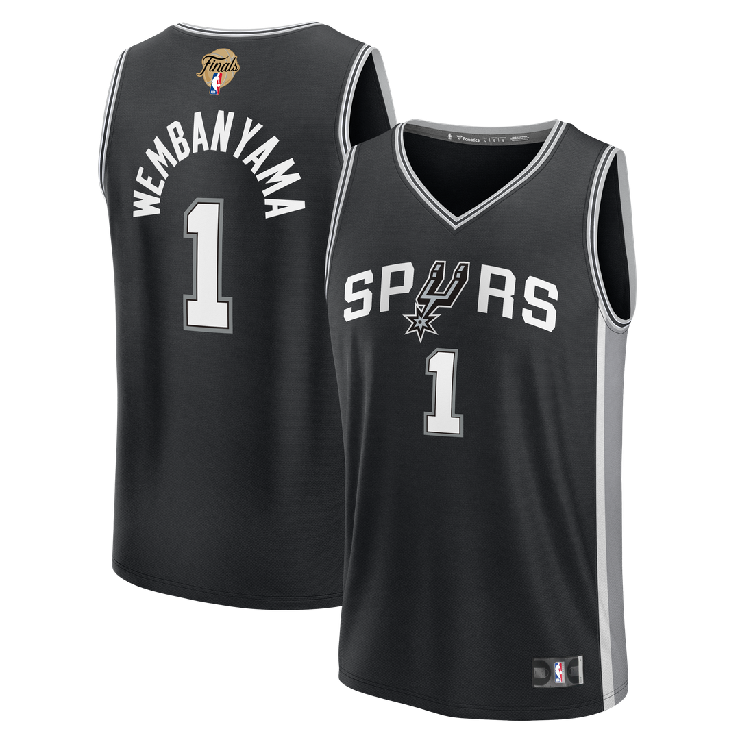 Victor Wembanyama San Antonio Spurs Fanatics Youth 2026 NBA Finals Patch Fast Break Replica Jersey - Black - Icon Edition | Fan Gear