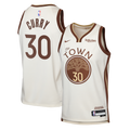 Stephen Curry Golden State Warriors Nike Youth Swingman Finished Badge Player Jersey - City Edition - Tan | NBA Fan Gear